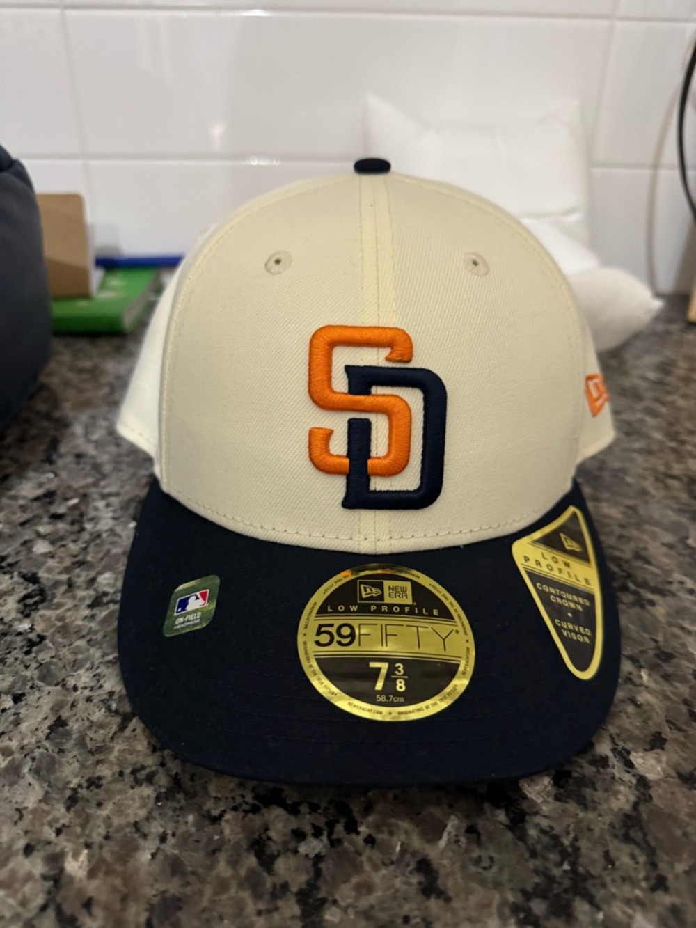 New Era San Diego Padres Low Profile Hat in Cream, Black & Orange